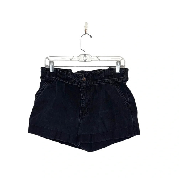 Hollister 100% Cotton Washed Black High Rise Belted Mom Shorts 28 Women’s - Picture 10 of 10